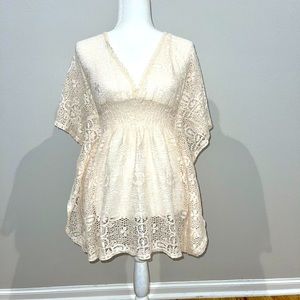 Xhilaration Cream Lace Swim Suit Cover Up